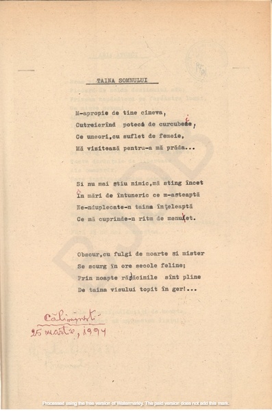 M-1076-1130-5 - 55 de Poezii în manuscris dactilografiat. ALEXANDRU MIRCESCU